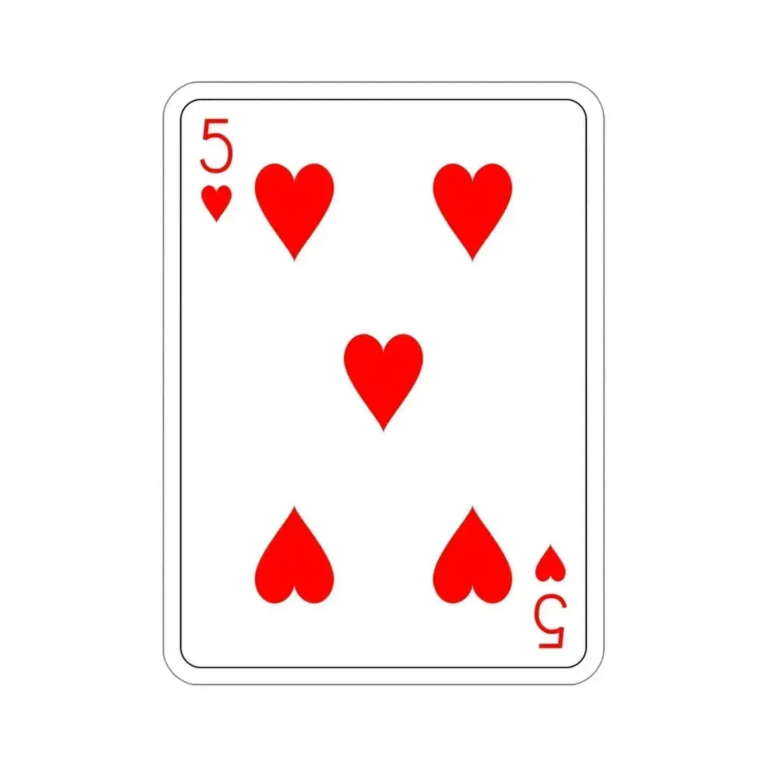 5 of Hearts Playing Card STICKER Vinyl Die-Cut Decal 5 Inch - The Sticker Space