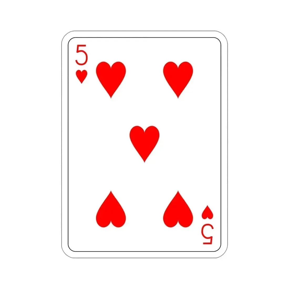 5 of Hearts Playing Card STICKER Vinyl Die-Cut Decal 5 Inch - The Sticker Space