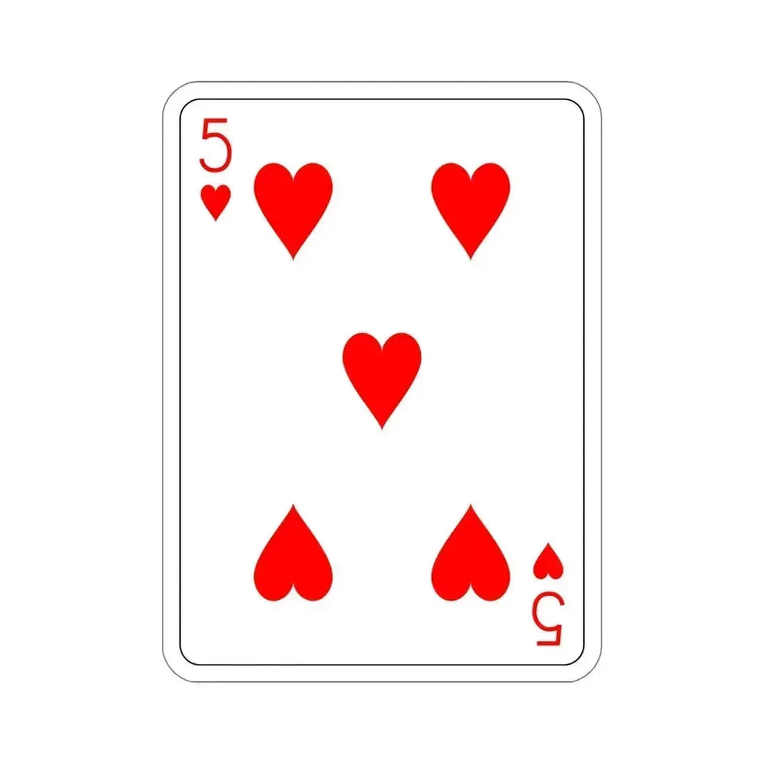 5 of Hearts Playing Card STICKER Vinyl Die-Cut Decal 6 Inch - The Sticker Space