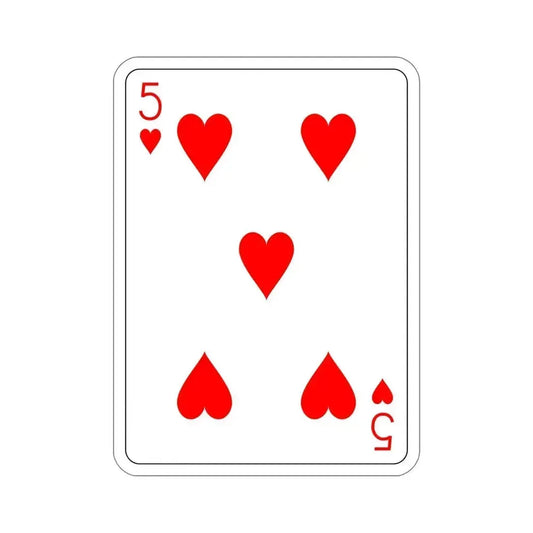 5 of Hearts Playing Card STICKER Vinyl Die-Cut Decal 6 Inch - The Sticker Space