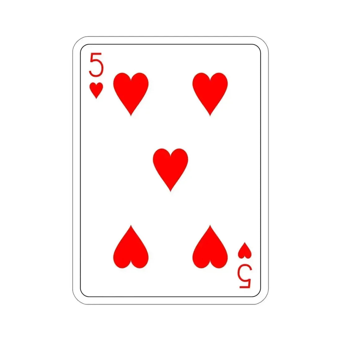 5 of Hearts Playing Card STICKER Vinyl Die-Cut Decal 6 Inch - The Sticker Space