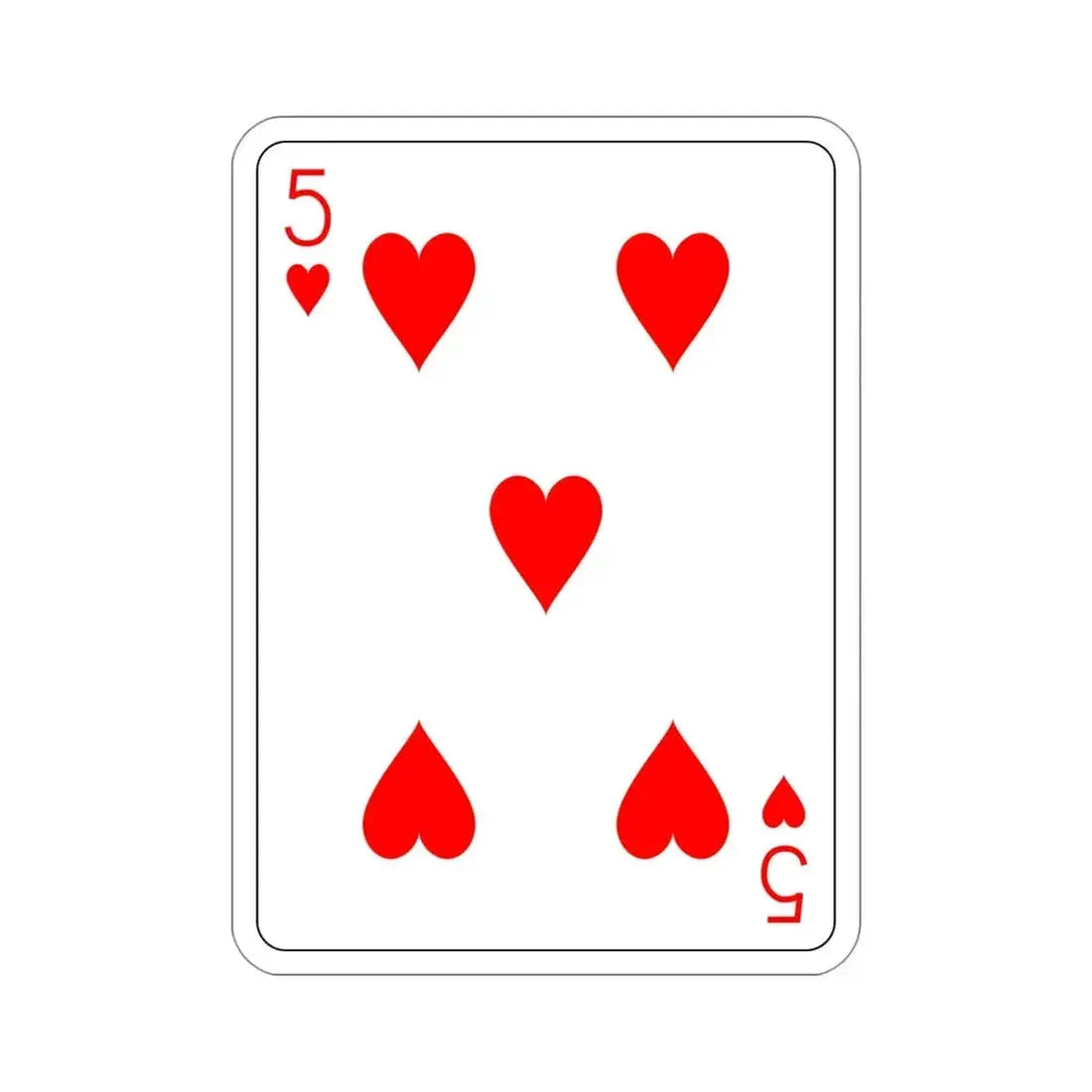 5 of Hearts Playing Card STICKER Vinyl Die-Cut Decal - The Sticker Space