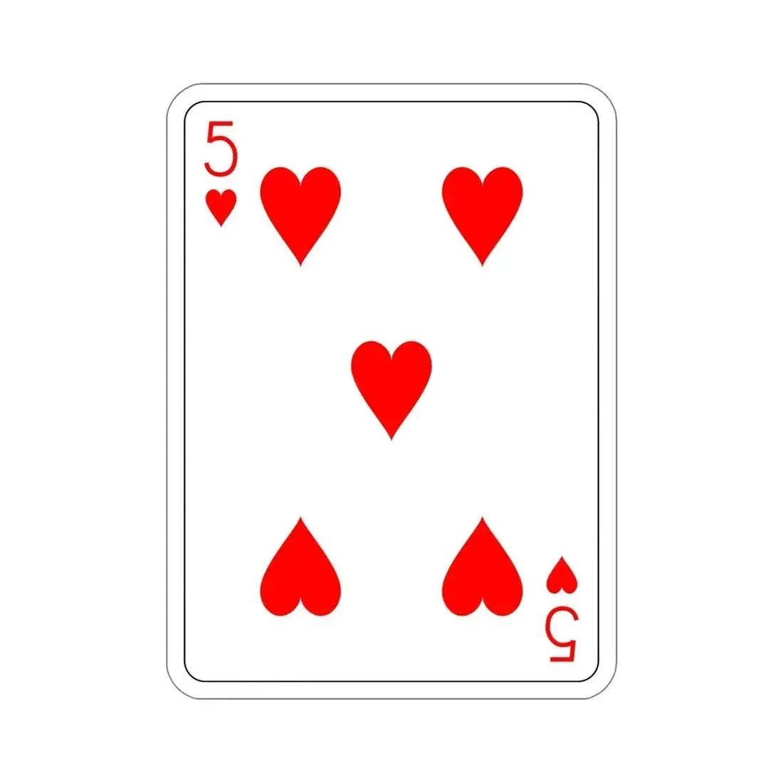 5 of Hearts Playing Card STICKER Vinyl Die-Cut Decal - The Sticker Space
