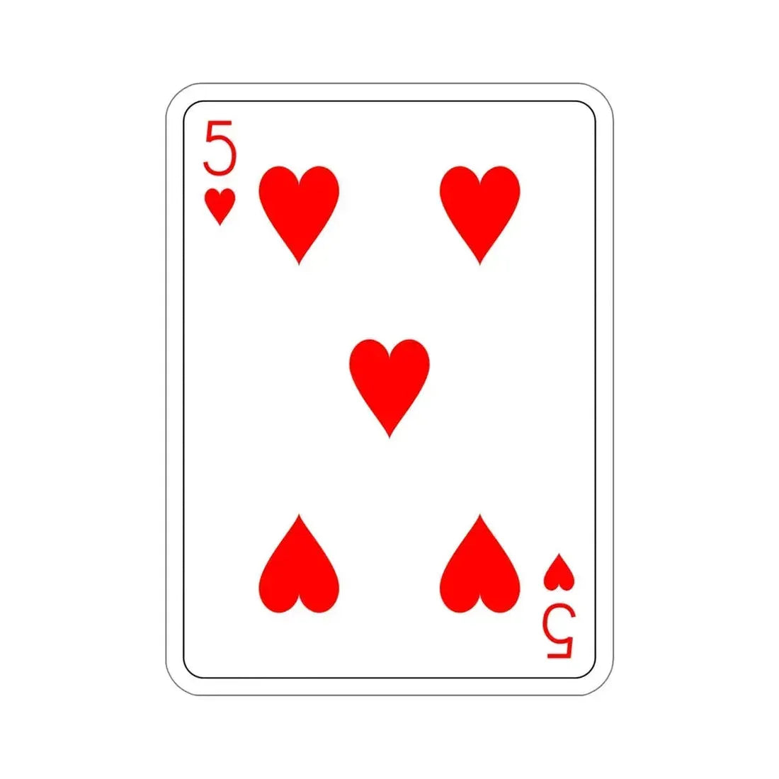 5 of Hearts Playing Card STICKER Vinyl Die-Cut Decal - The Sticker Space