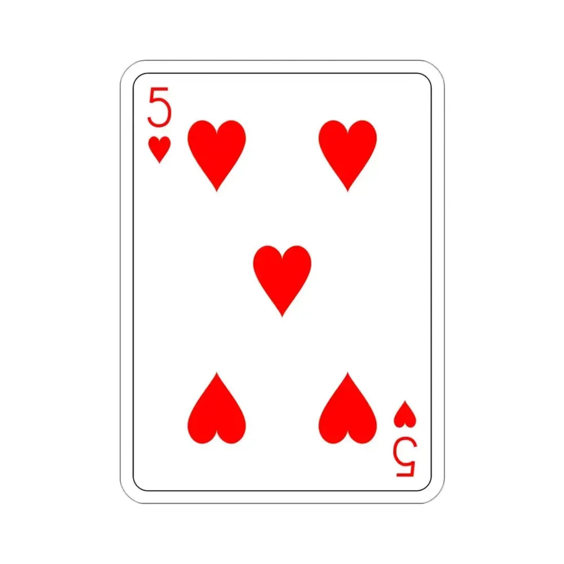 5 of Hearts Playing Card STICKER Vinyl Die-Cut Decal - The Sticker Space