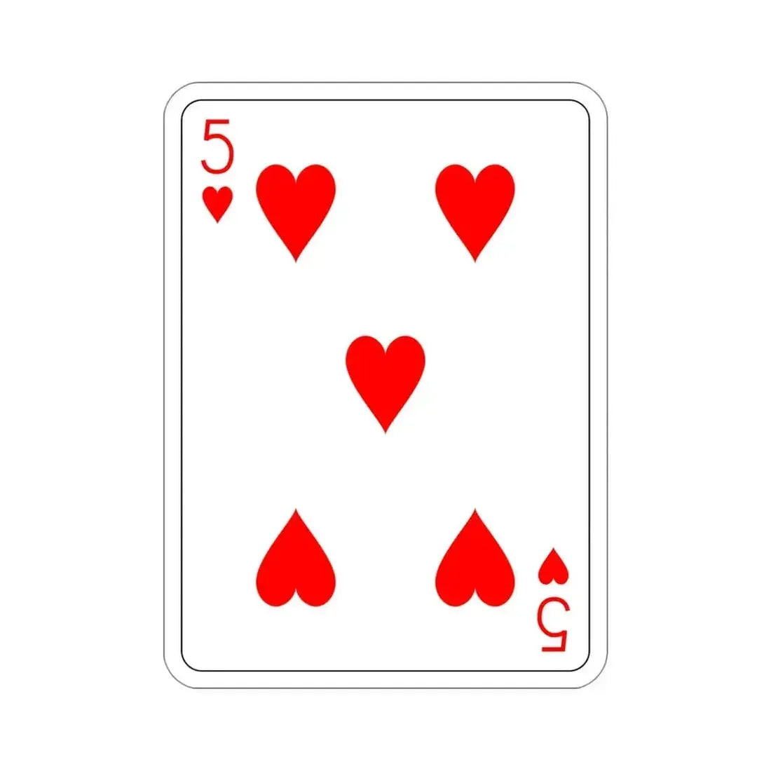 5 of Hearts Playing Card STICKER Vinyl Die-Cut Decal - The Sticker Space