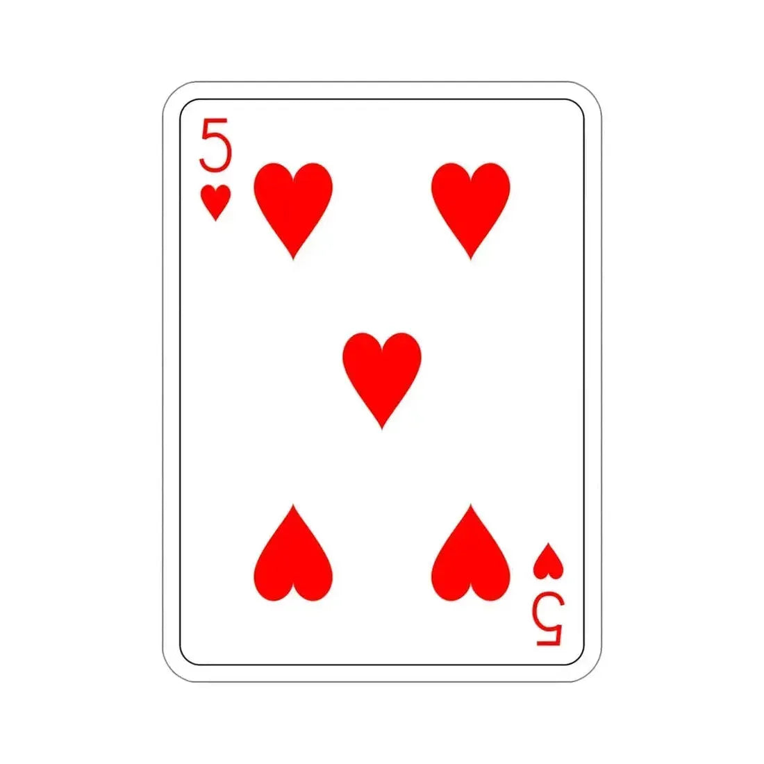 5 of Hearts Playing Card STICKER Vinyl Die-Cut Decal - The Sticker Space