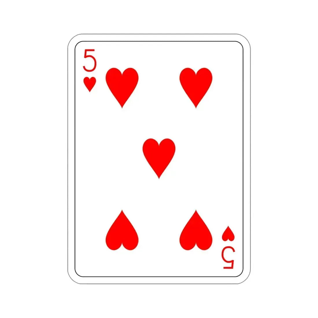 5 of Hearts Playing Card STICKER Vinyl Die-Cut Decal - The Sticker Space