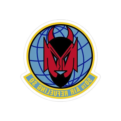 50 Air Refueling Squadron AMC (U.S. Air Force) REVERSE PRINT Transparent Die-Cut STICKER 3 Inch Die-Cut Transparent - The Sticker Space