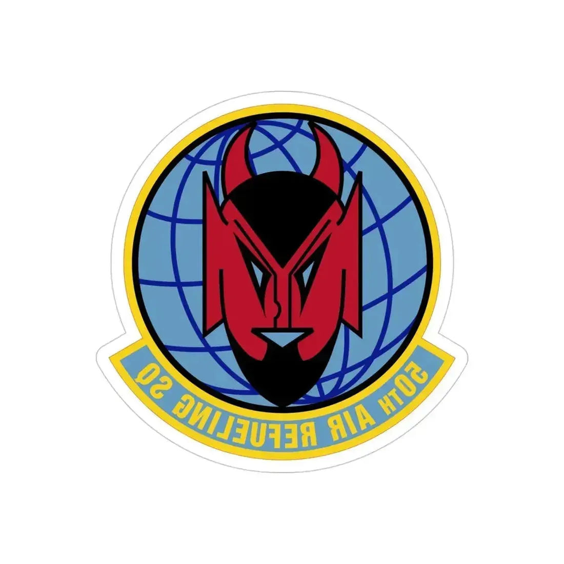 50 Air Refueling Squadron AMC (U.S. Air Force) REVERSE PRINT Transparent Die-Cut STICKER 4 Inch Die-Cut Transparent - The Sticker Space