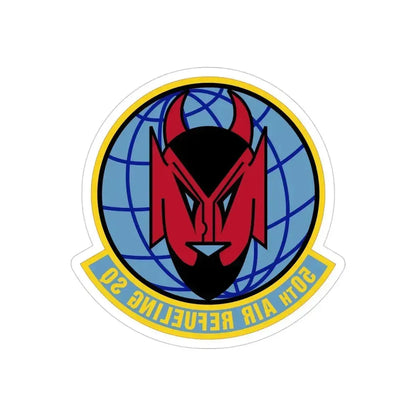 50 Air Refueling Squadron AMC (U.S. Air Force) REVERSE PRINT Transparent Die-Cut STICKER 4 Inch Die-Cut Transparent - The Sticker Space