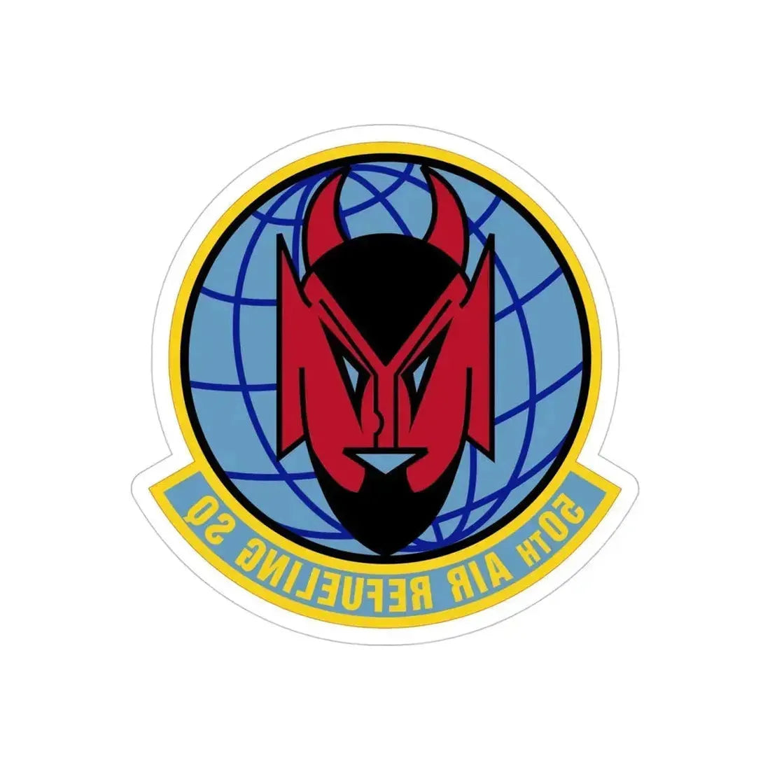 50 Air Refueling Squadron AMC (U.S. Air Force) REVERSE PRINT Transparent Die-Cut STICKER 5 Inch Die-Cut Transparent - The Sticker Space