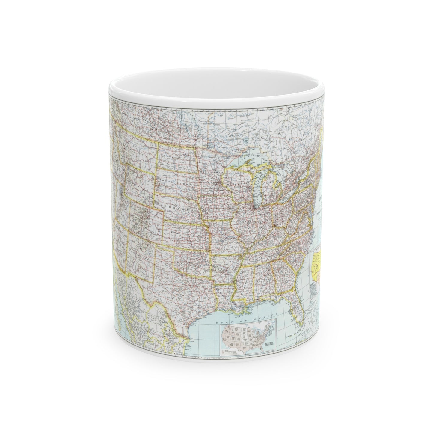 USA - The United States (1940) (Map) White Coffee Mug-11oz-The Sticker Space