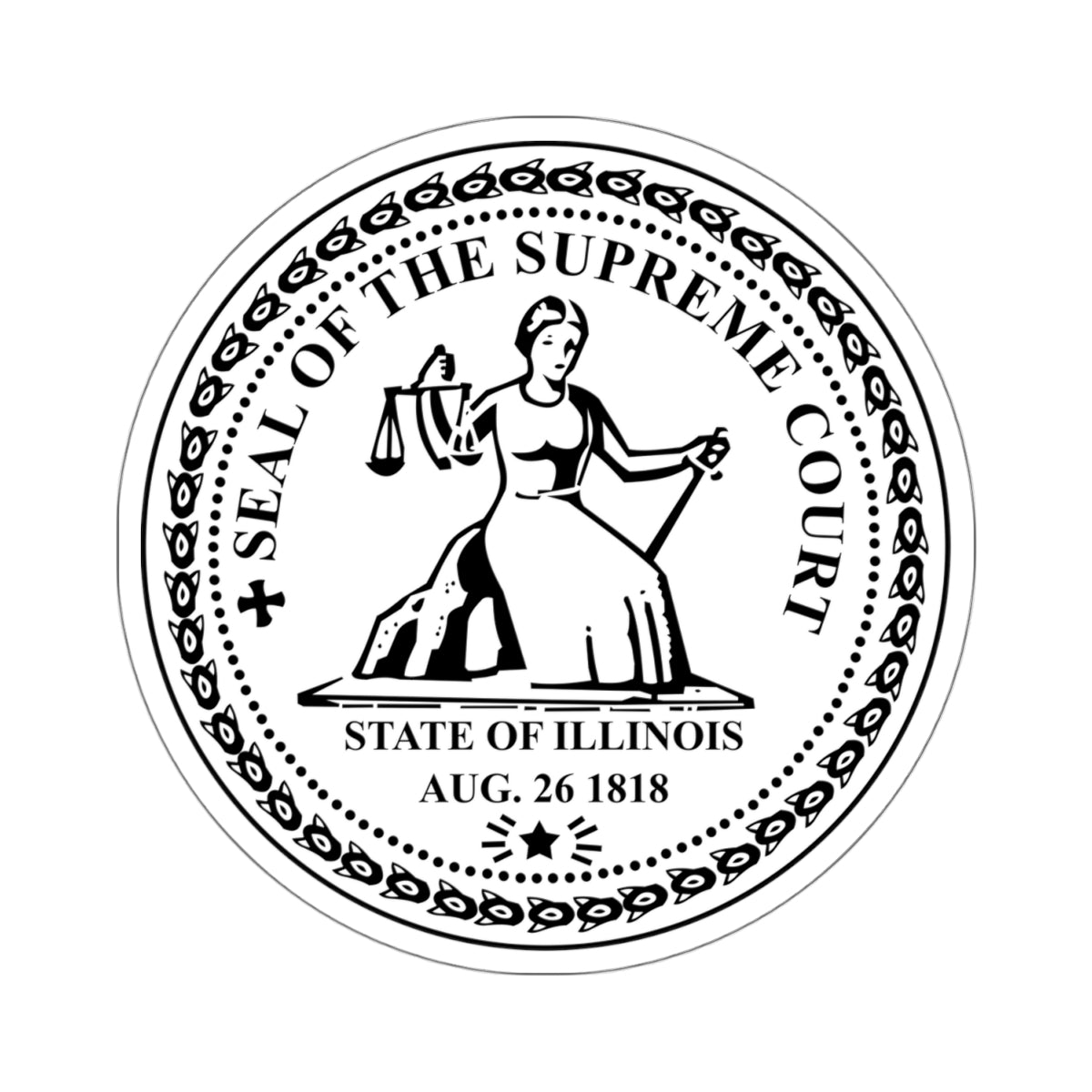 Seal of the Supreme Court of Illinois - STICKER Vinyl Kiss-Cut Decal