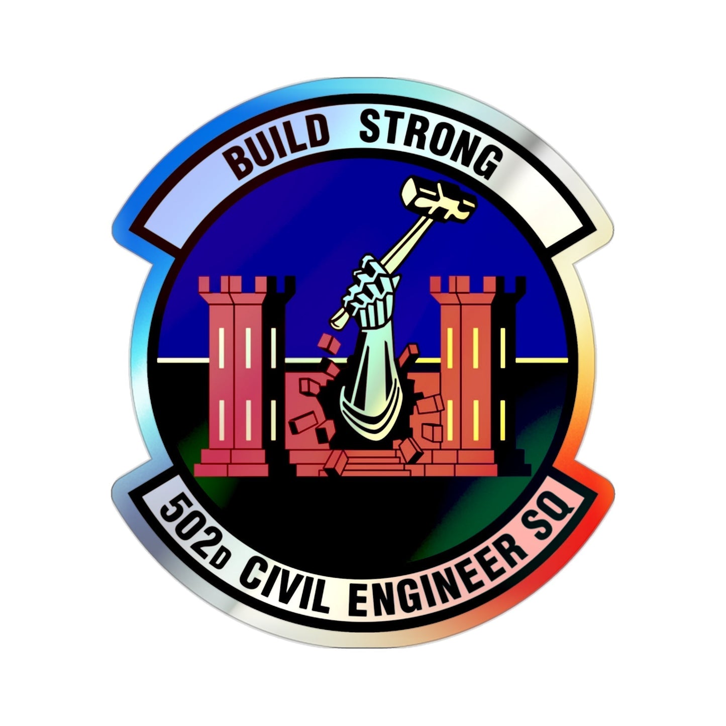 502d Civil Engineer Squadron (U.S. Air Force) Holographic STICKER Die-Cut Vinyl Decal-2 Inch-The Sticker Space