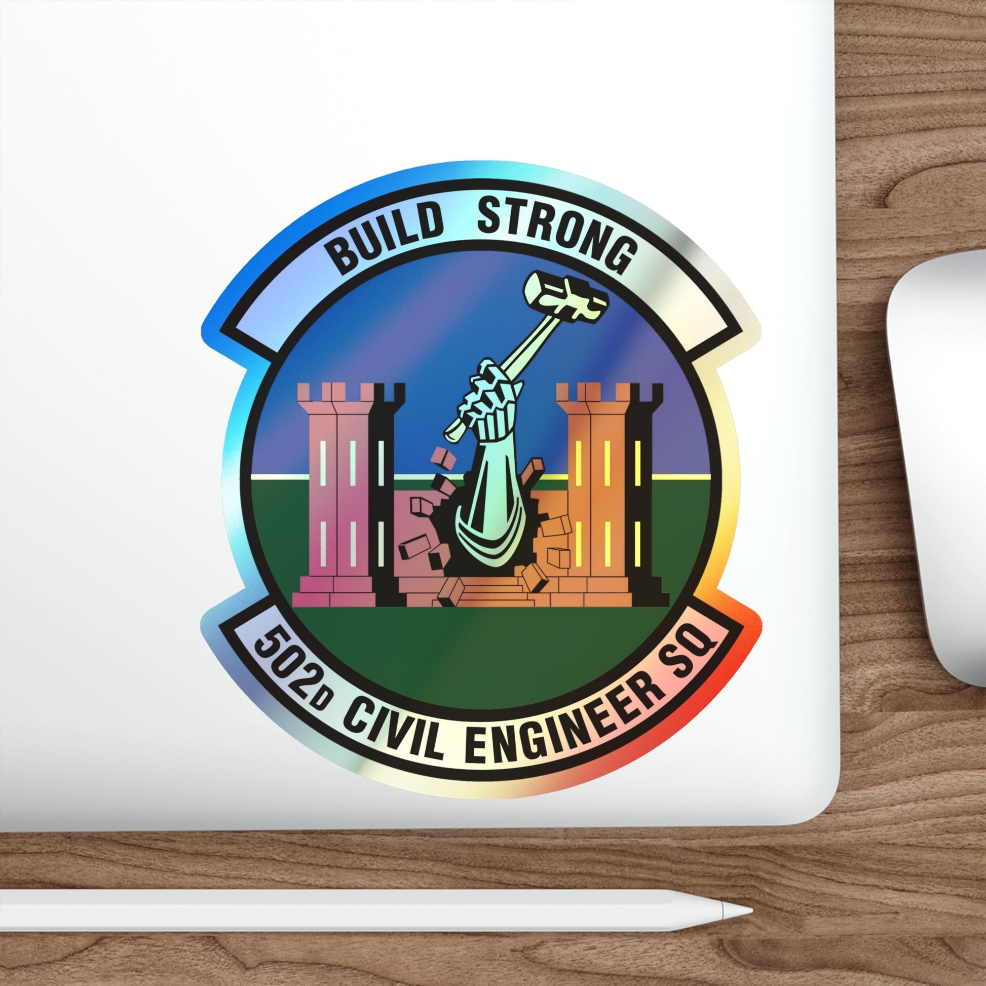 502d Civil Engineer Squadron (U.S. Air Force) Holographic STICKER Die-Cut Vinyl Decal-The Sticker Space