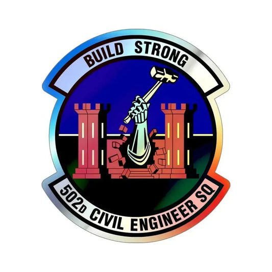 502d Civil Engineer Squadron (U.S. Air Force) Holographic STICKER Die-Cut Vinyl Decal 6 Inch Holographic - The Sticker Space