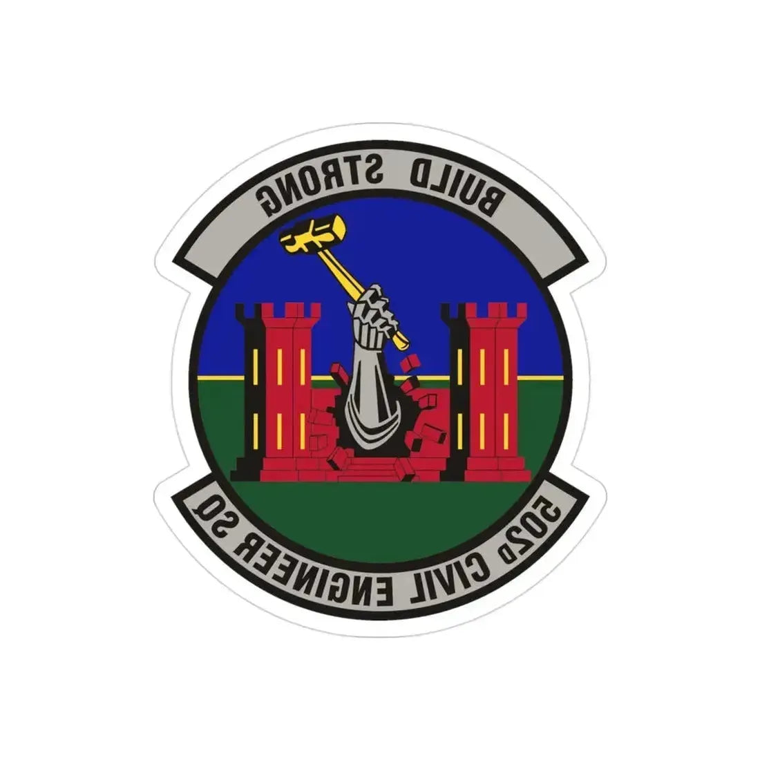502d Civil Engineer Squadron (U.S. Air Force) REVERSE PRINT Transparent Die-Cut STICKER 3 Inch Die-Cut Transparent - The Sticker Space