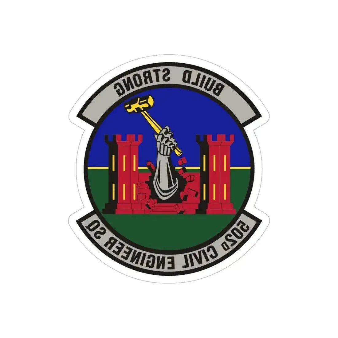 502d Civil Engineer Squadron (U.S. Air Force) REVERSE PRINT Transparent Die-Cut STICKER 5 Inch Die-Cut Transparent - The Sticker Space