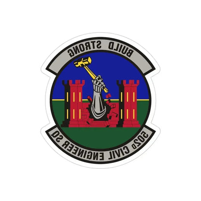 502d Civil Engineer Squadron (U.S. Air Force) REVERSE PRINT Transparent Die-Cut STICKER 5 Inch Die-Cut Transparent - The Sticker Space
