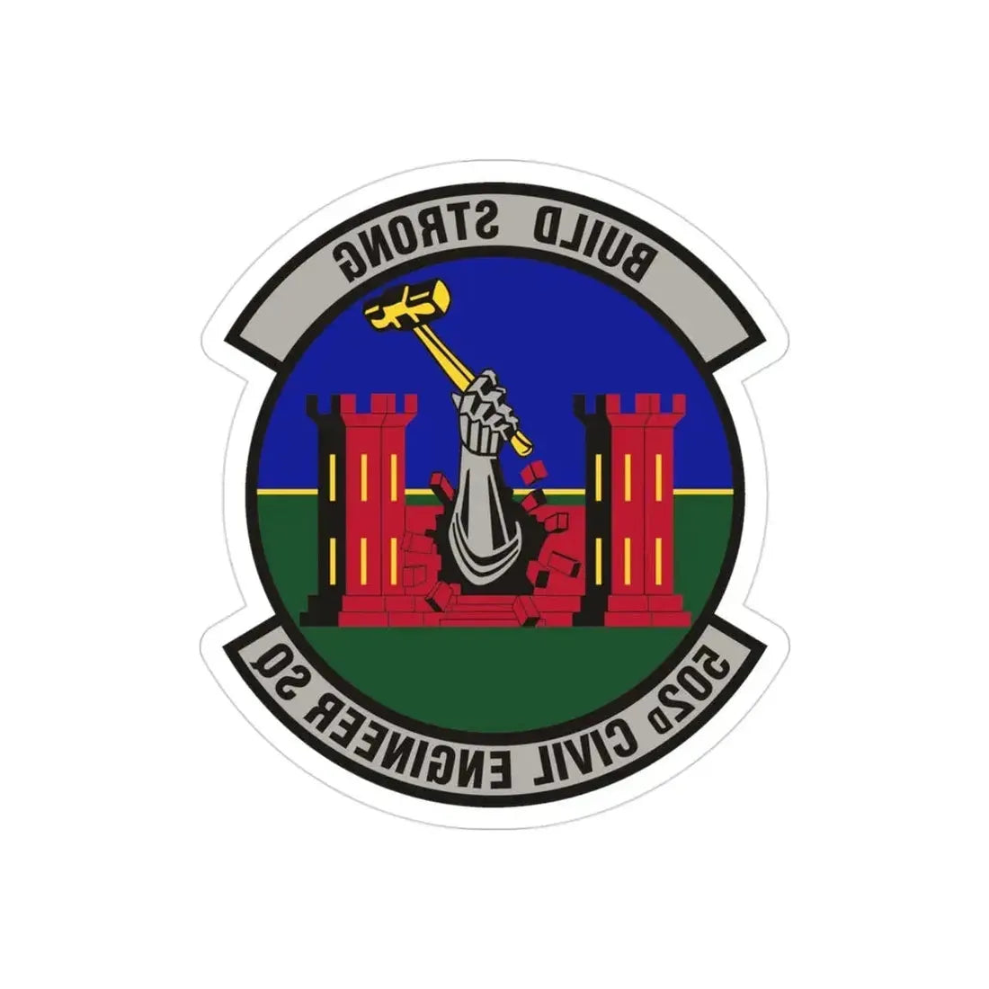 502d Civil Engineer Squadron (U.S. Air Force) REVERSE PRINT Transparent Die-Cut STICKER - The Sticker Space