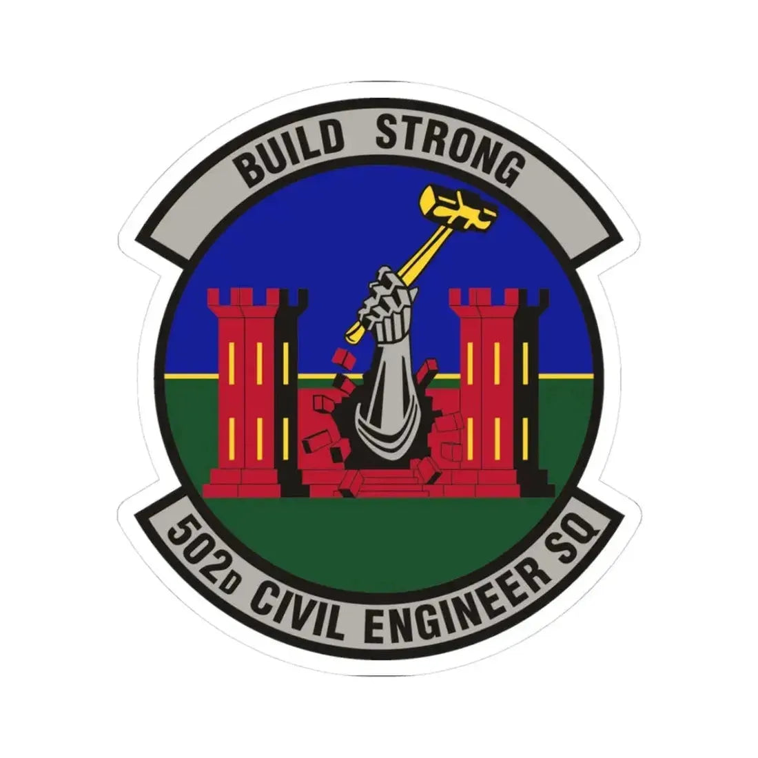 502d Civil Engineer Squadron (U.S. Air Force) STICKER Vinyl Kiss-Cut Decal 3 Inch White - The Sticker Space