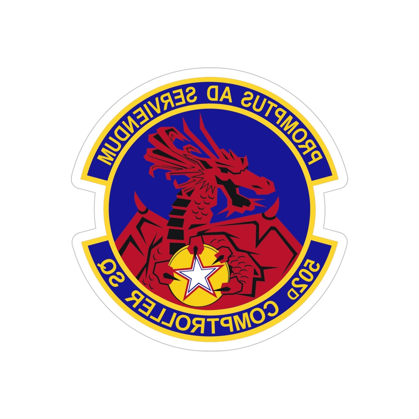 502d Comptroller Squadron (U.S. Air Force) REVERSE PRINT Transparent STICKER-5" × 5"-The Sticker Space