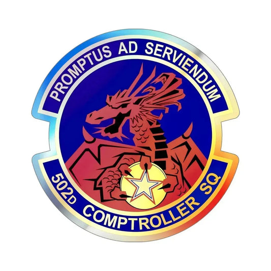 502d Comptroller Squadron (U.S. Air Force) Holographic STICKER Die-Cut Vinyl Decal 6 Inch Holographic - The Sticker Space
