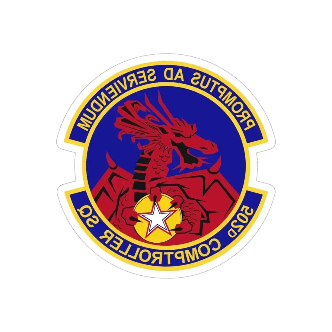 502d Comptroller Squadron (U.S. Air Force) REVERSE PRINT Transparent Die-Cut STICKER 5 Inch Die-Cut Transparent - The Sticker Space