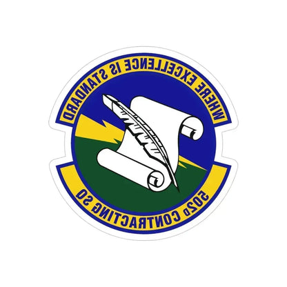 502d Contracting Squadron (U.S. Air Force) REVERSE PRINT Transparent Die-Cut STICKER 4 Inch Die-Cut Transparent - The Sticker Space