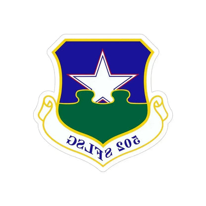 502d Security Forces and Logistics Support Group (U.S. Air Force) REVERSE PRINT Transparent Die-Cut STICKER 5 Inch Die-Cut Transparent - The Sticker Space