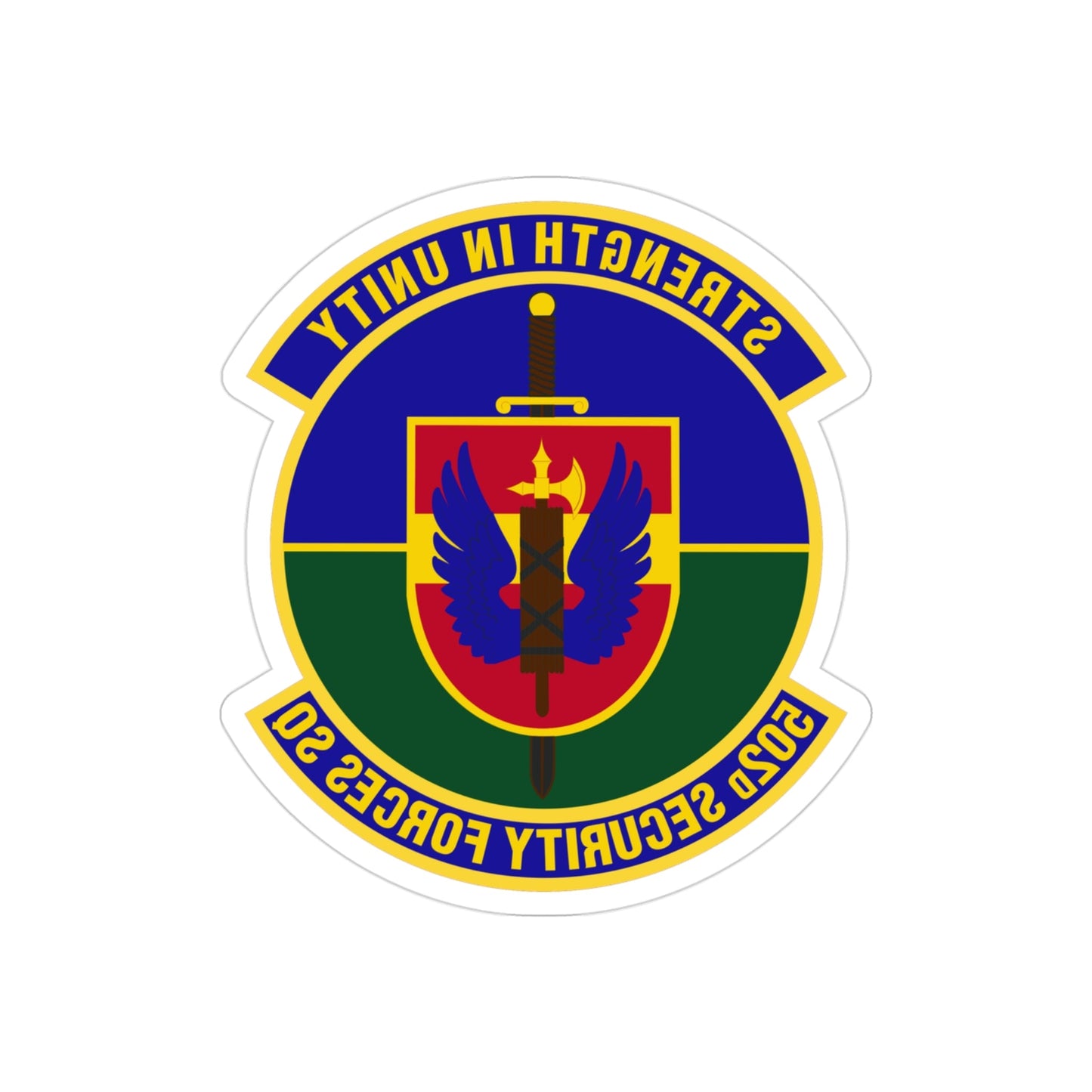 502d Security Forces Squadron (U.S. Air Force) REVERSE PRINT Transparent STICKER-3" × 3"-The Sticker Space