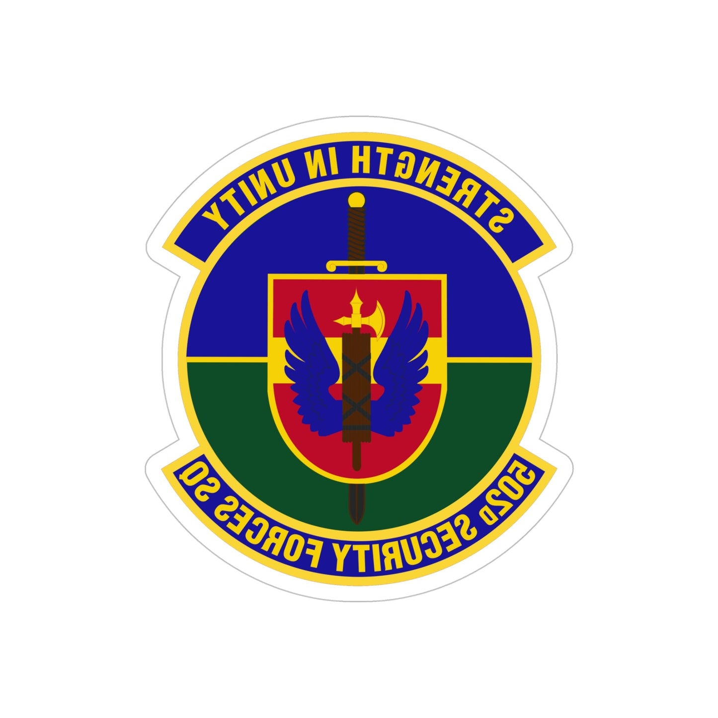 502d Security Forces Squadron (U.S. Air Force) REVERSE PRINT Transparent STICKER-5" × 5"-The Sticker Space