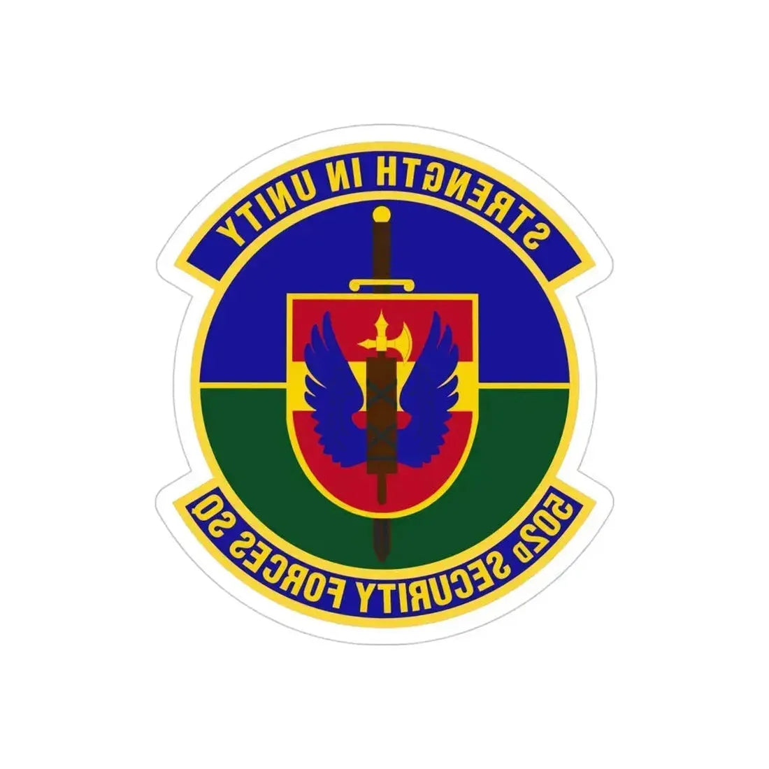 502d Security Forces Squadron (U.S. Air Force) REVERSE PRINT Transparent Die-Cut STICKER 4 Inch Die-Cut Transparent - The Sticker Space