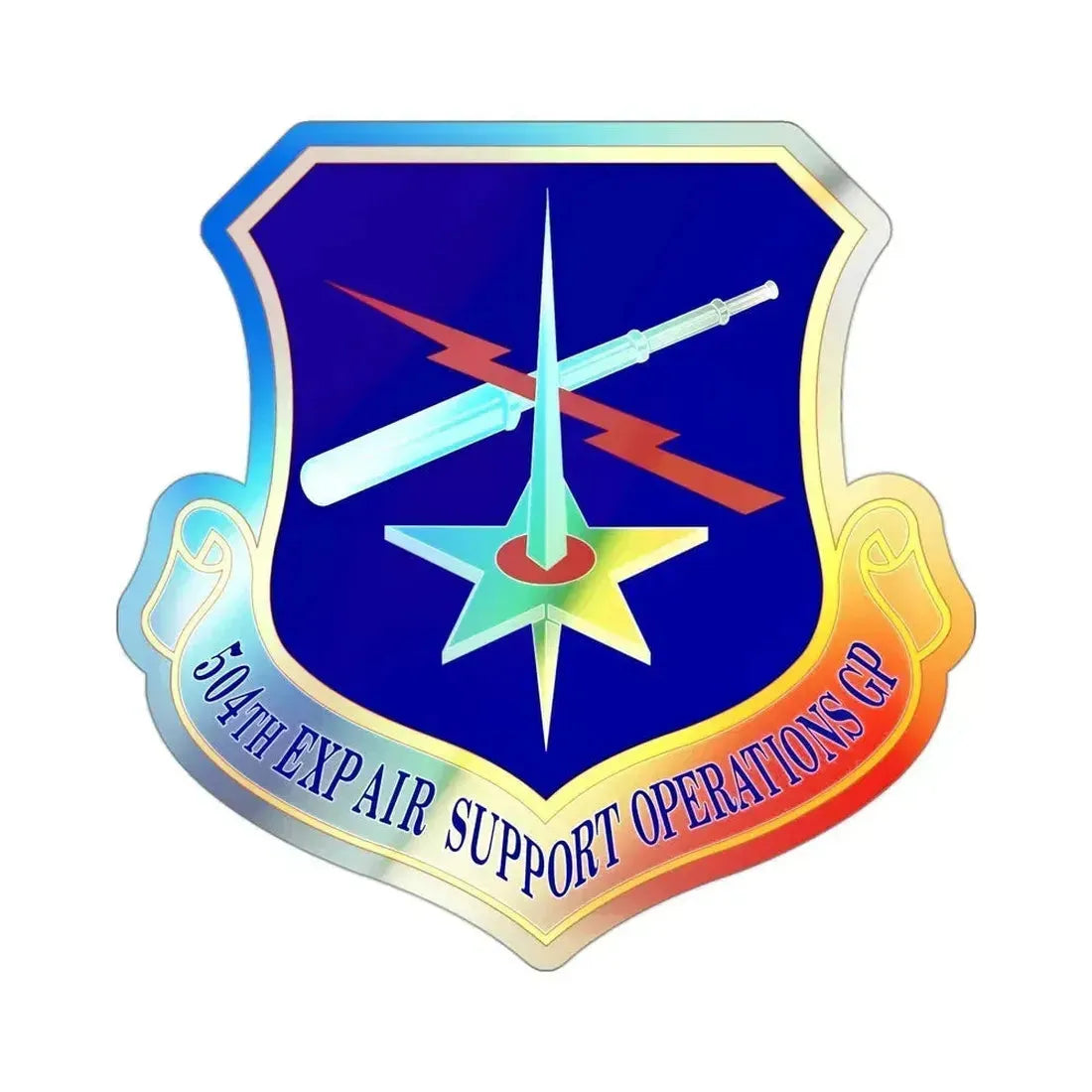 504th Expeditionary Air Support Operations Group (U.S. Air Force) Holographic STICKER Die-Cut Vinyl Decal 3 Inch Holographic - The Sticker Space