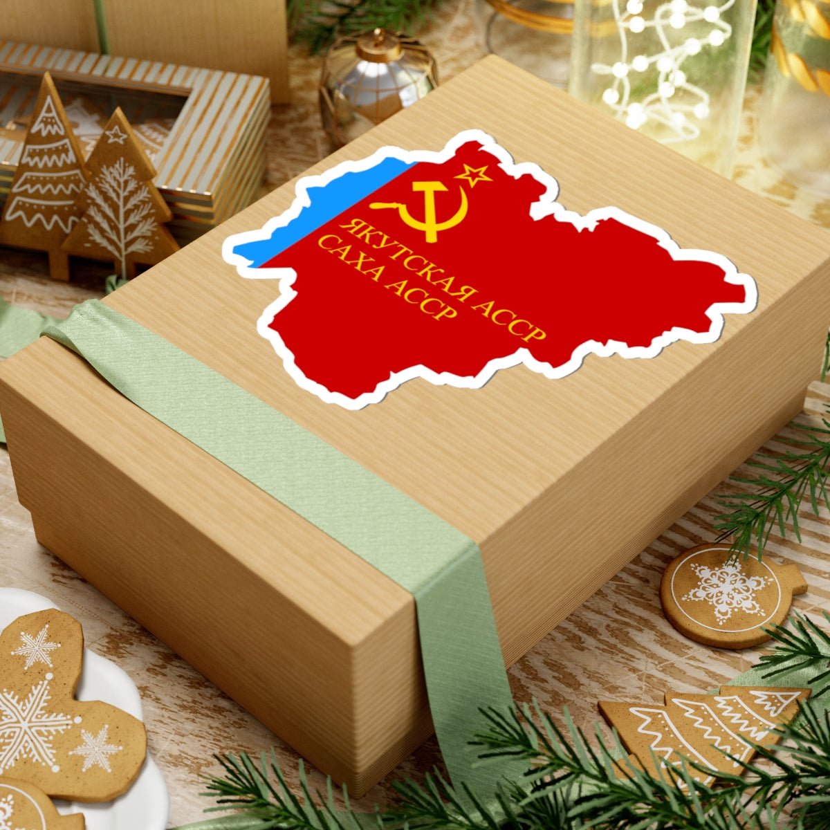 Flag-map of Yakut ASSR (Russia) STICKER Vinyl Kiss-Cut Decal
