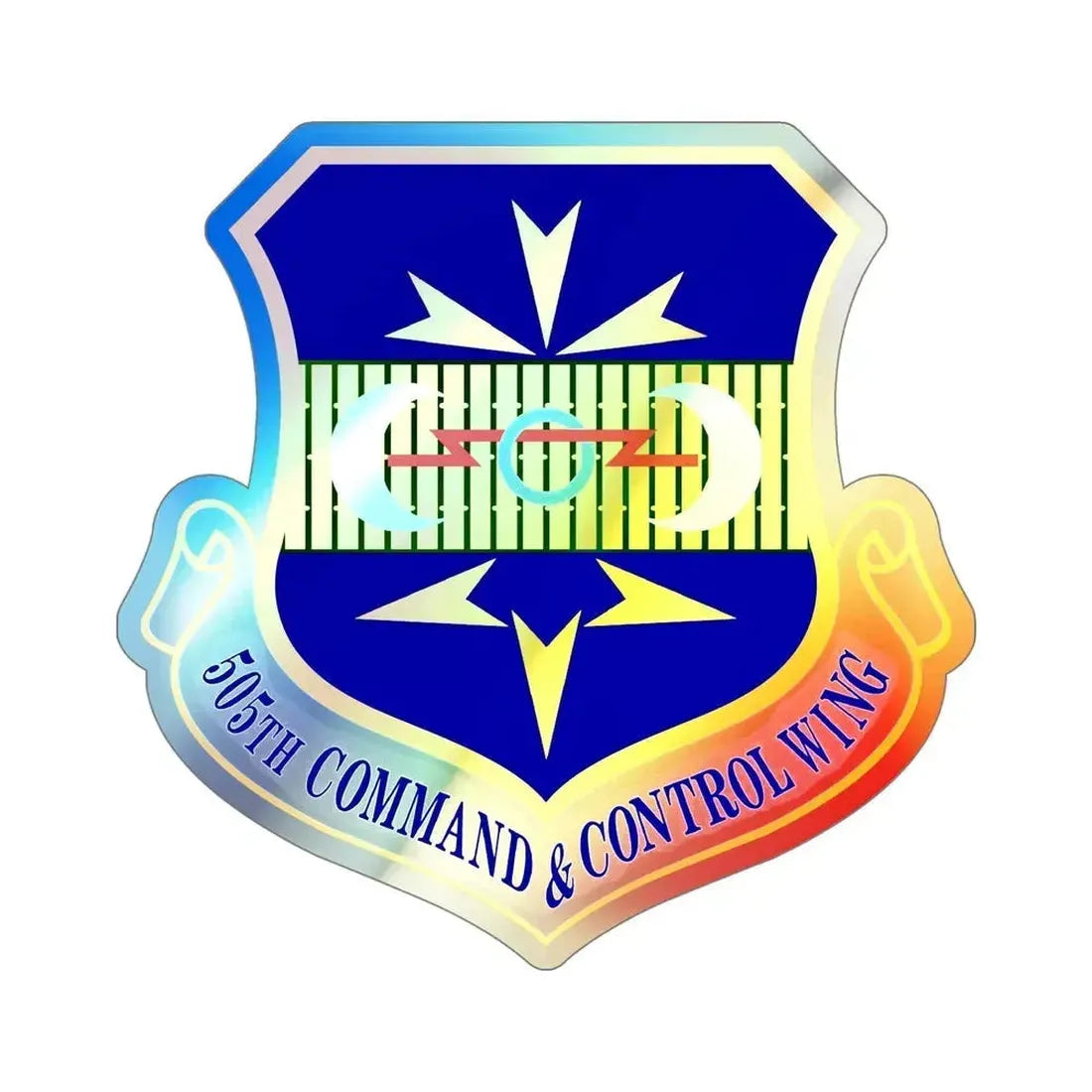 505th Command and Control Wing (U.S. Air Force) Holographic STICKER Die-Cut Vinyl Decal 5 Inch Holographic - The Sticker Space