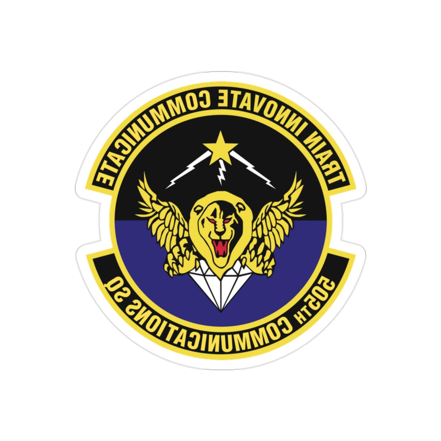 505th Communications Squadron (U.S. Air Force) REVERSE PRINT Transparent STICKER-2" × 2"-The Sticker Space