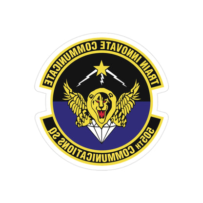 505th Communications Squadron (U.S. Air Force) REVERSE PRINT Transparent STICKER-2" × 2"-The Sticker Space