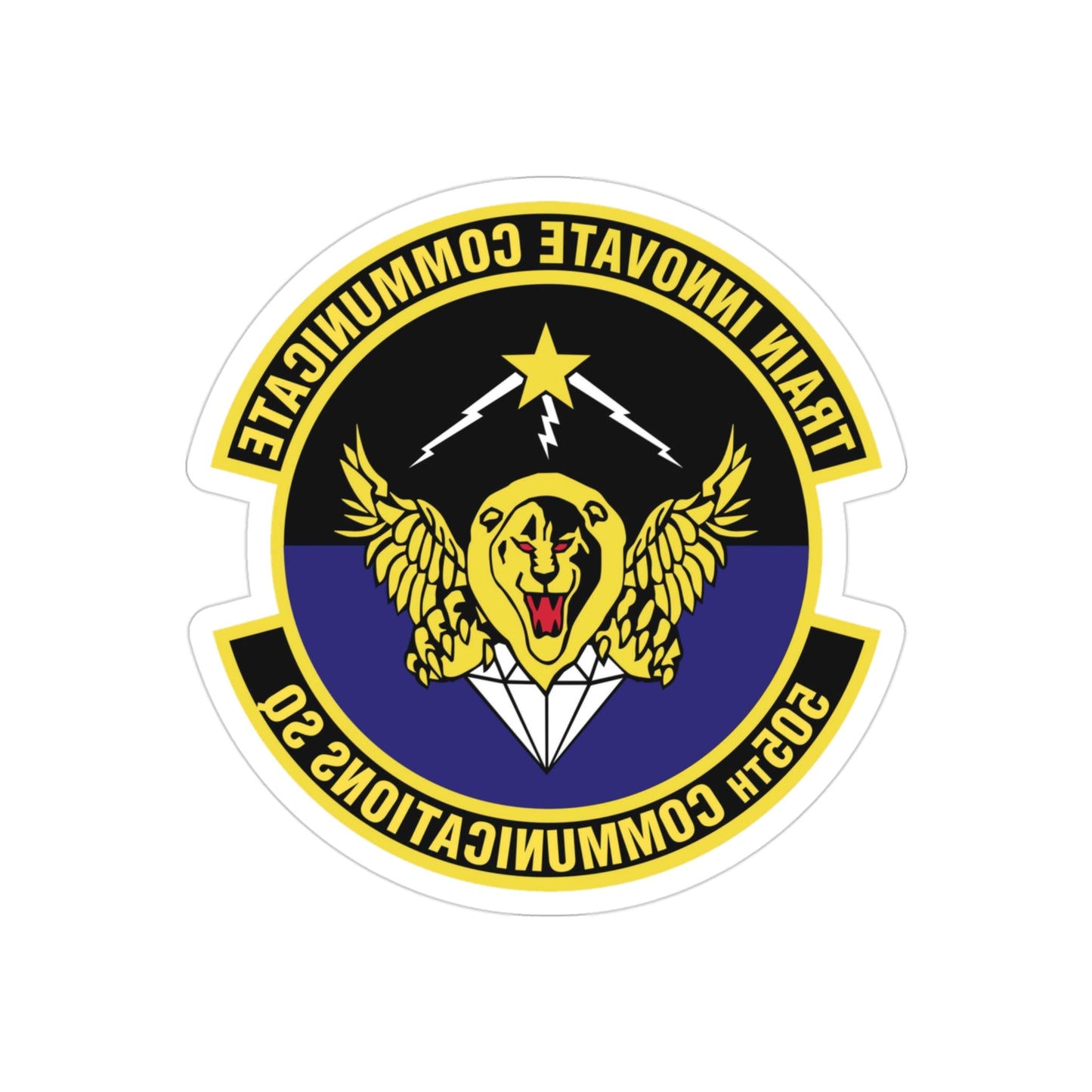 505th Communications Squadron (U.S. Air Force) REVERSE PRINT Transparent STICKER-3" × 3"-The Sticker Space