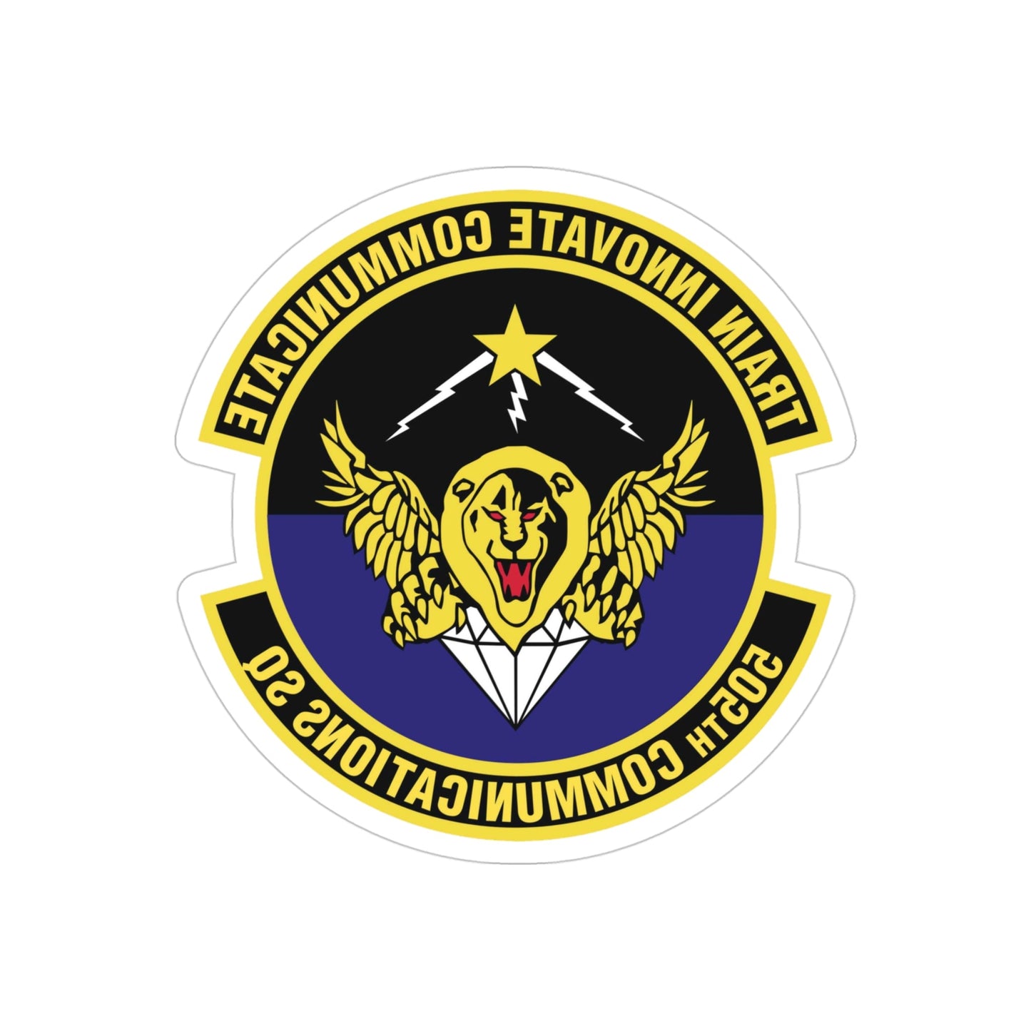 505th Communications Squadron (U.S. Air Force) REVERSE PRINT Transparent STICKER-4" × 4"-The Sticker Space