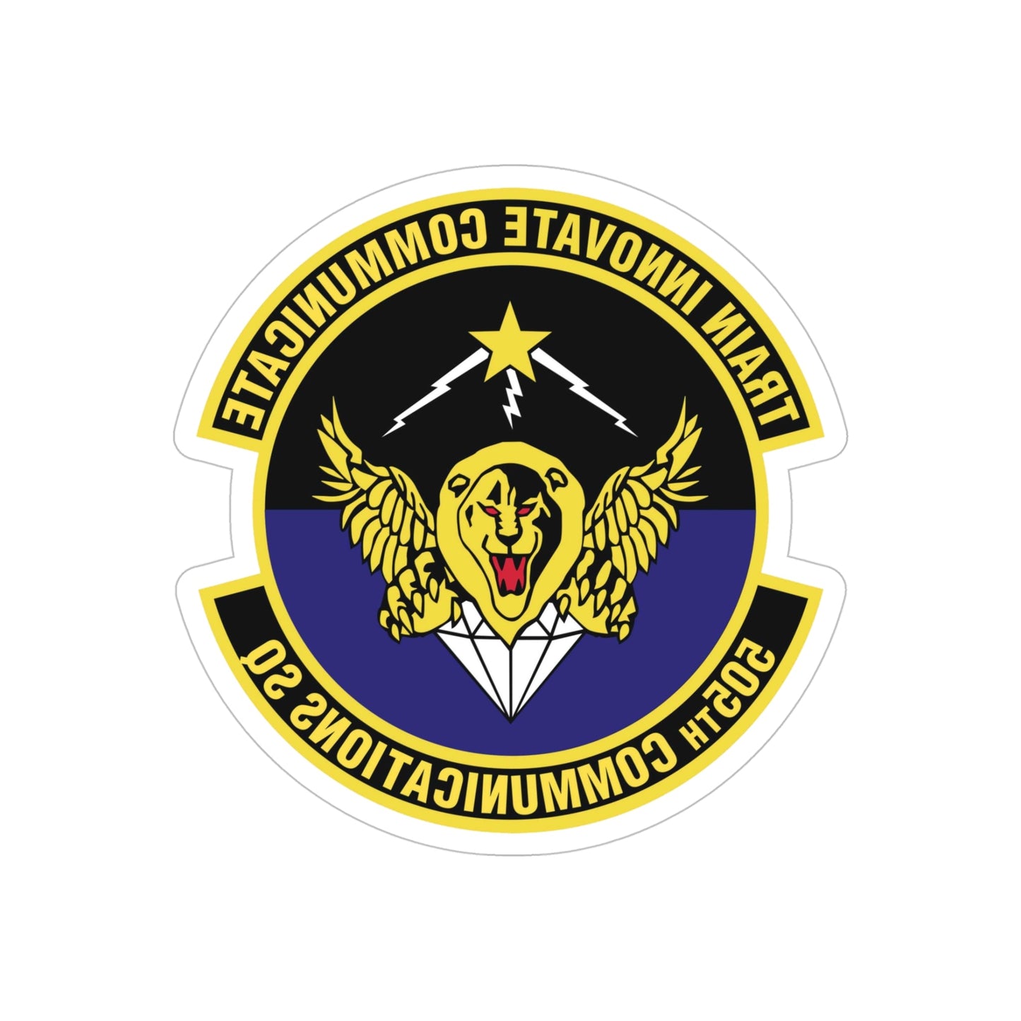 505th Communications Squadron (U.S. Air Force) REVERSE PRINT Transparent STICKER-5" × 5"-The Sticker Space