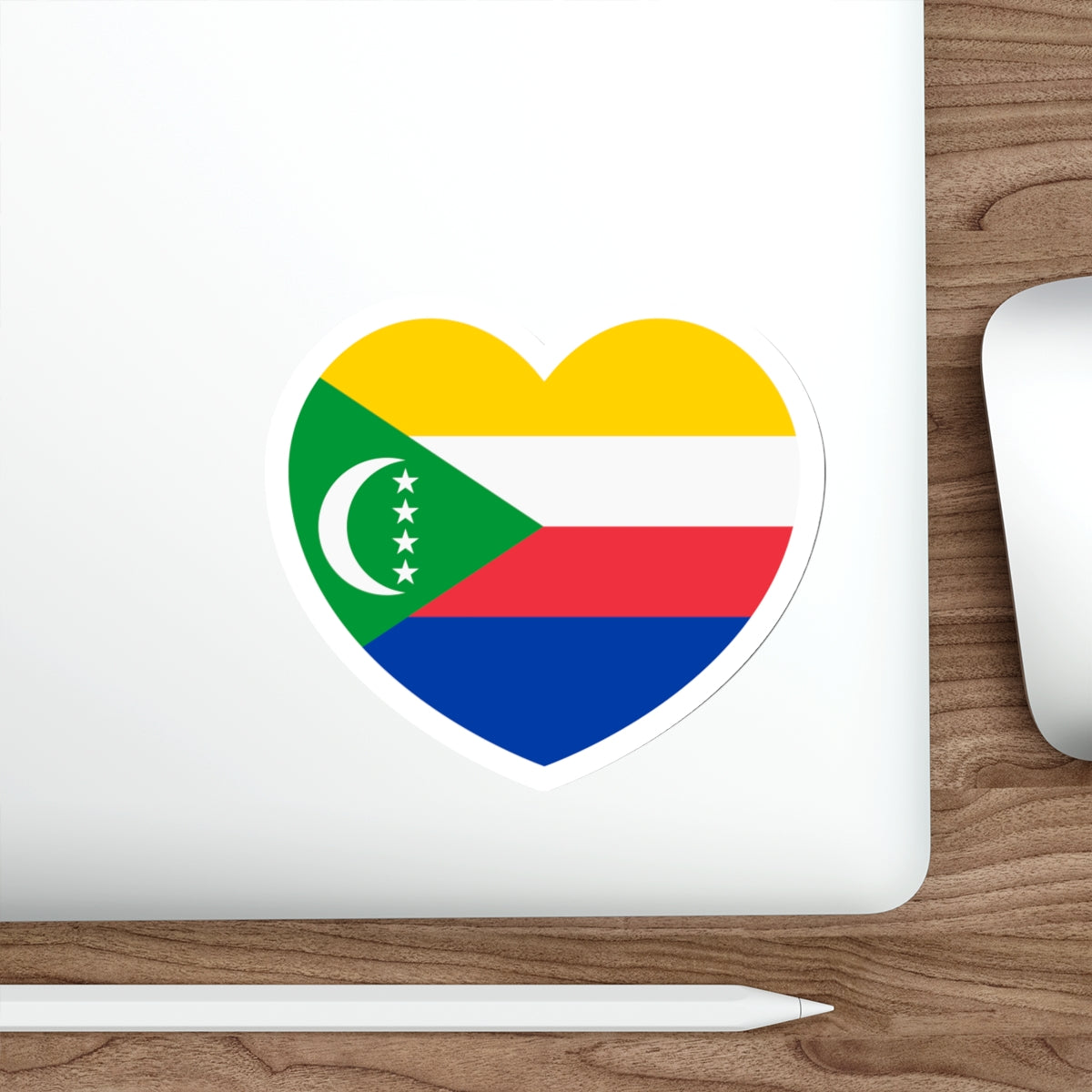 Heart Flag of Comoros - STICKER Vinyl Die-Cut Decal