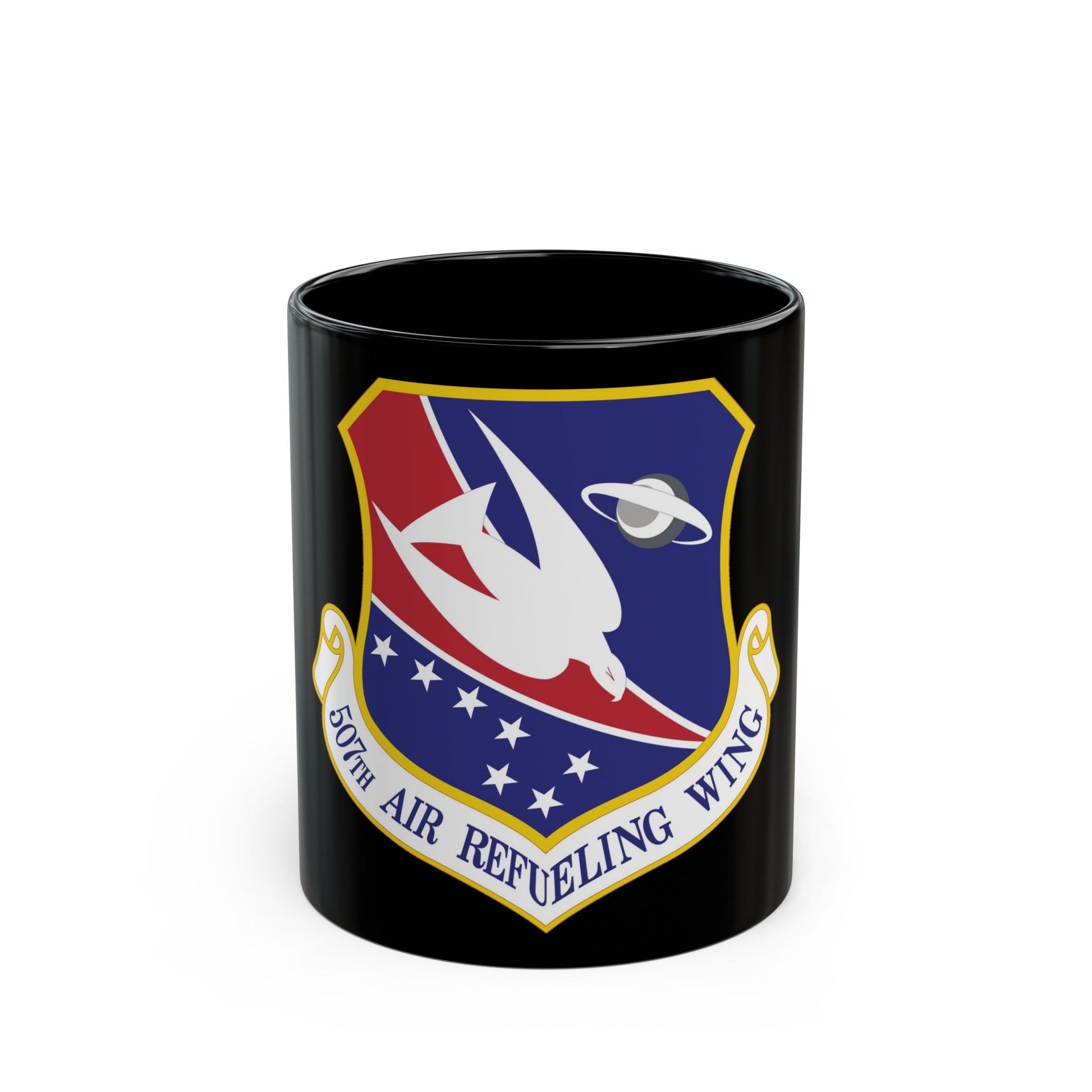 507th Air Refueling Wing (U.S. Air Force) Black Coffee Mug-11oz-The Sticker Space