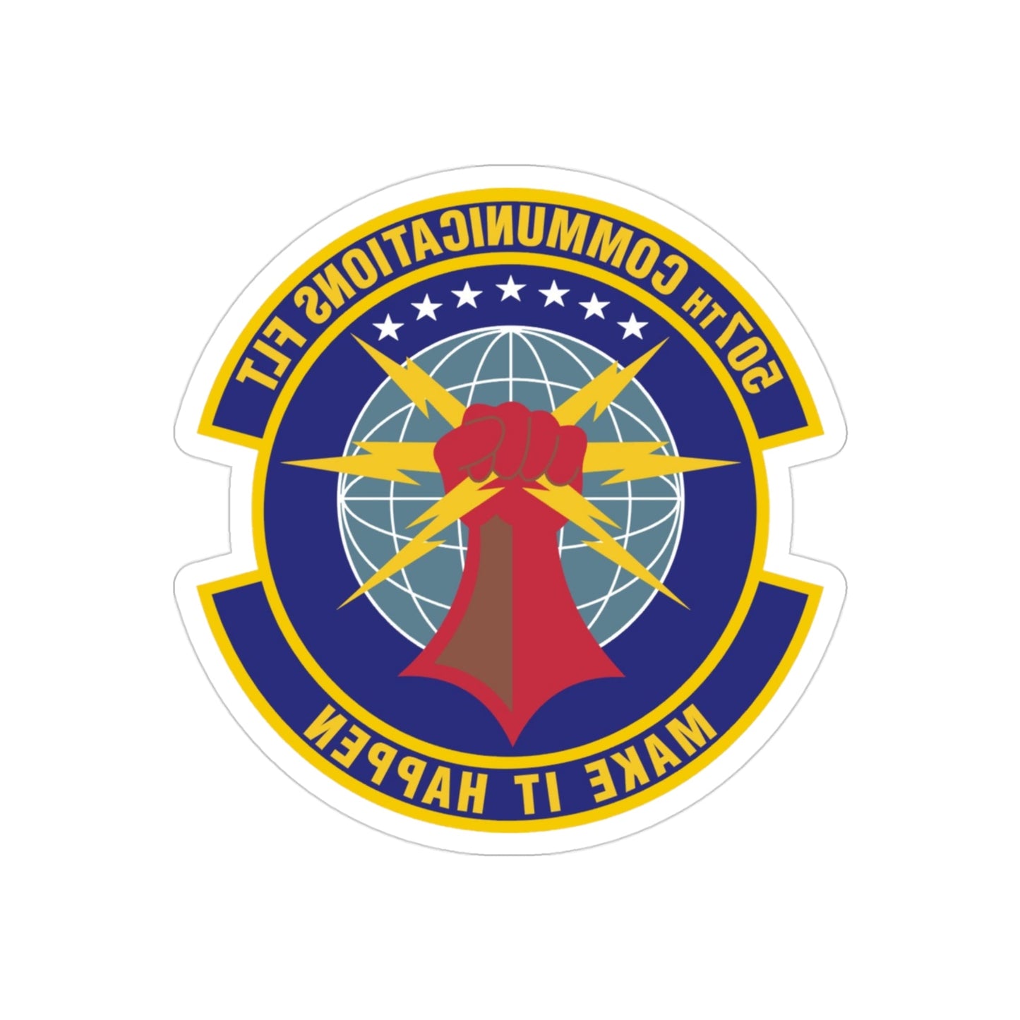 507th Communications Flight (U.S. Air Force) REVERSE PRINT Transparent STICKER-3" × 3"-The Sticker Space