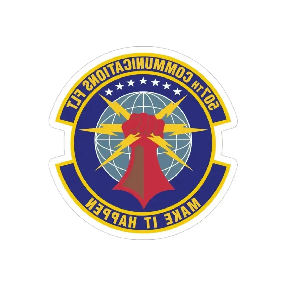 507th Communications Flight (U.S. Air Force) REVERSE PRINT Transparent Die-Cut STICKER 3 Inch Die-Cut Transparent - The Sticker Space