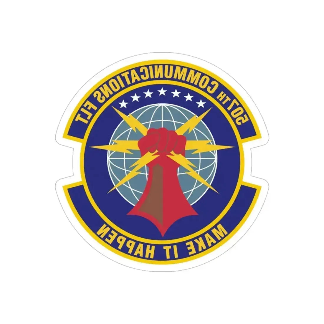 507th Communications Flight (U.S. Air Force) REVERSE PRINT Transparent Die-Cut STICKER 4 Inch Die-Cut Transparent - The Sticker Space