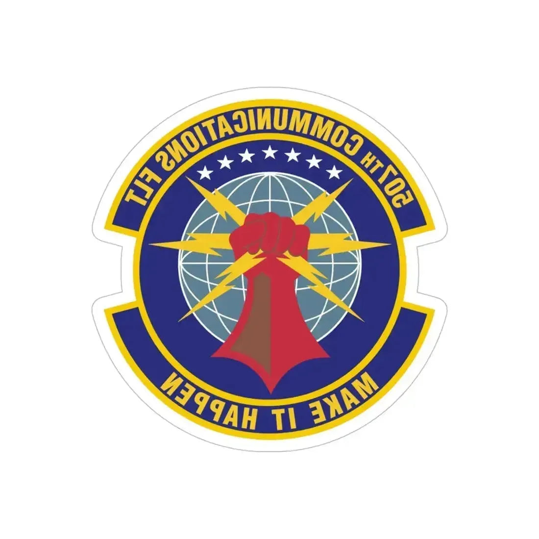 507th Communications Flight (U.S. Air Force) REVERSE PRINT Transparent Die-Cut STICKER 5 Inch Die-Cut Transparent - The Sticker Space