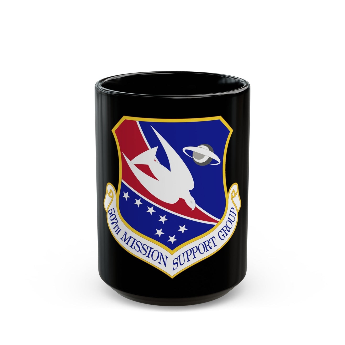 507th Mission Support Group (U.S. Air Force) Black Coffee Mug-15oz-The Sticker Space