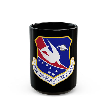 507th Mission Support Group (U.S. Air Force) Black Coffee Mug-15oz-The Sticker Space